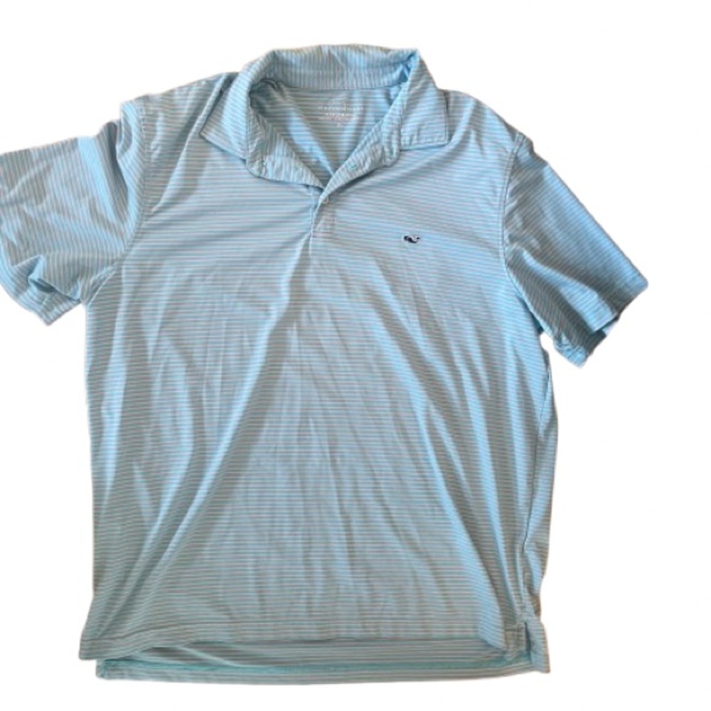 Vineyard Vines Bradley Stripe Sankaty Polo Bora Blue XL